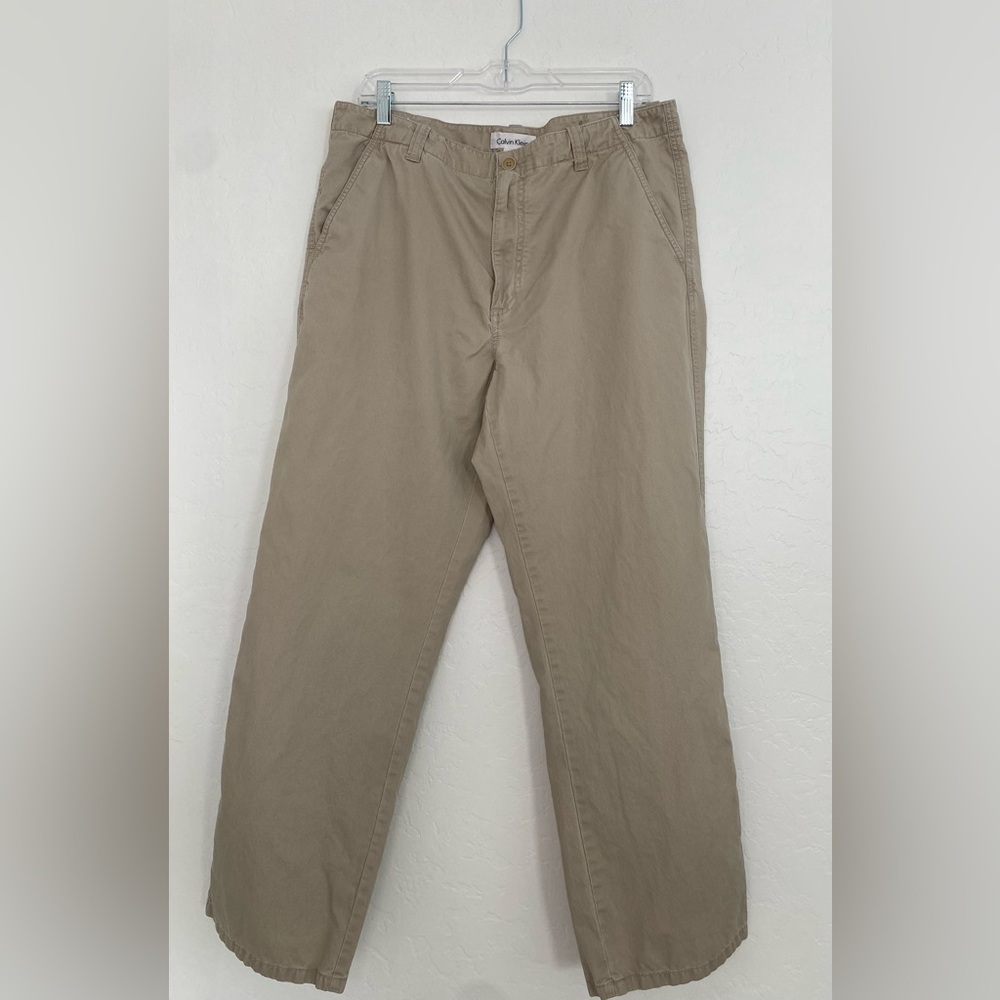 Calvin Klein Men's Khaki Chinos Pants 34X32 Relaxed Fit Daily Casual to Work